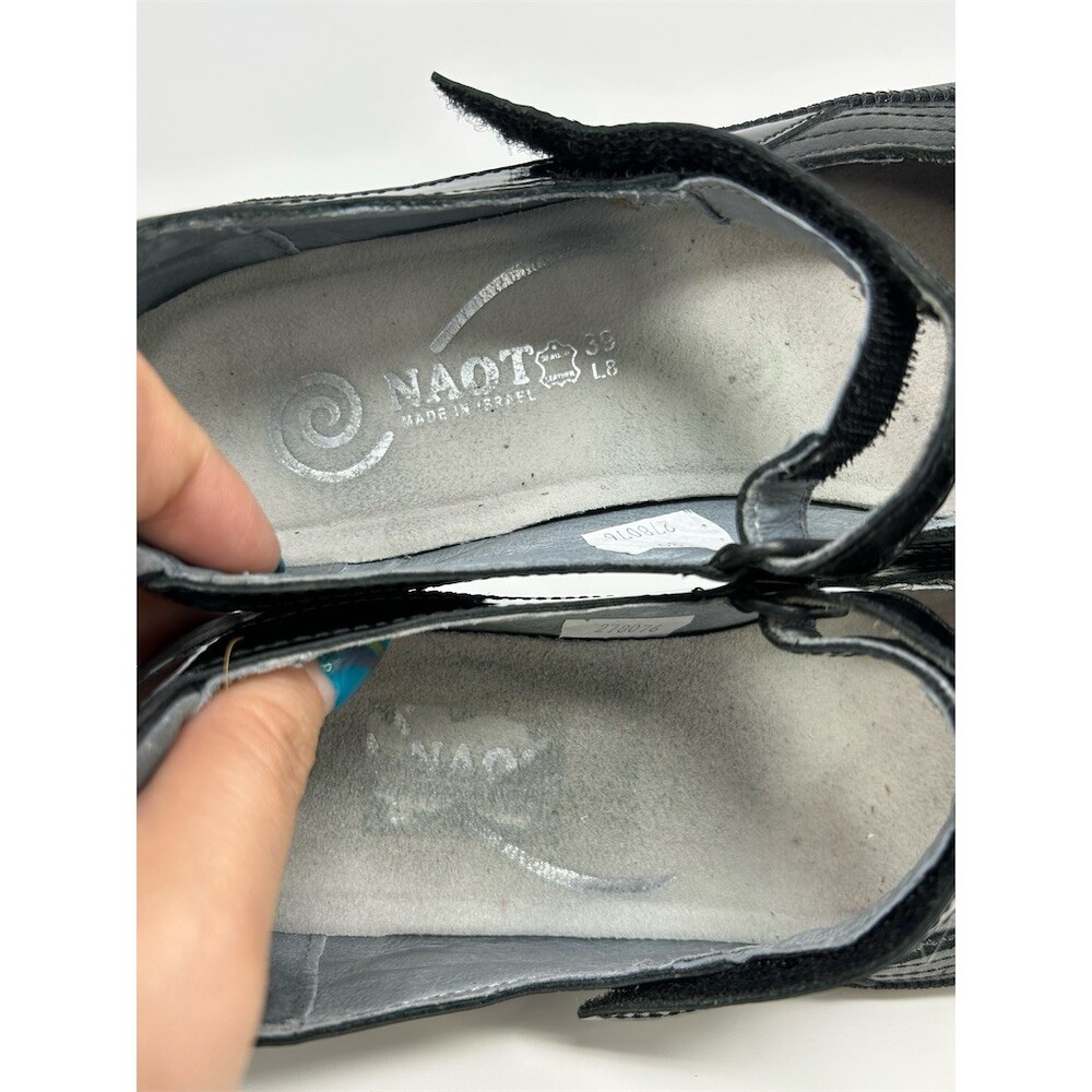 Naot Kirei Mary Jane Comfort Wedge Shoes Womens Black Patent Strap Size 39 US 8 - Picture 10 of 10